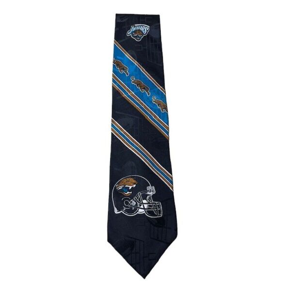 Jacksonville Jaguars 100% Silk NFL NFLP 1996 Men's Tie Official Black Teal Jags - Picture 1 of 6